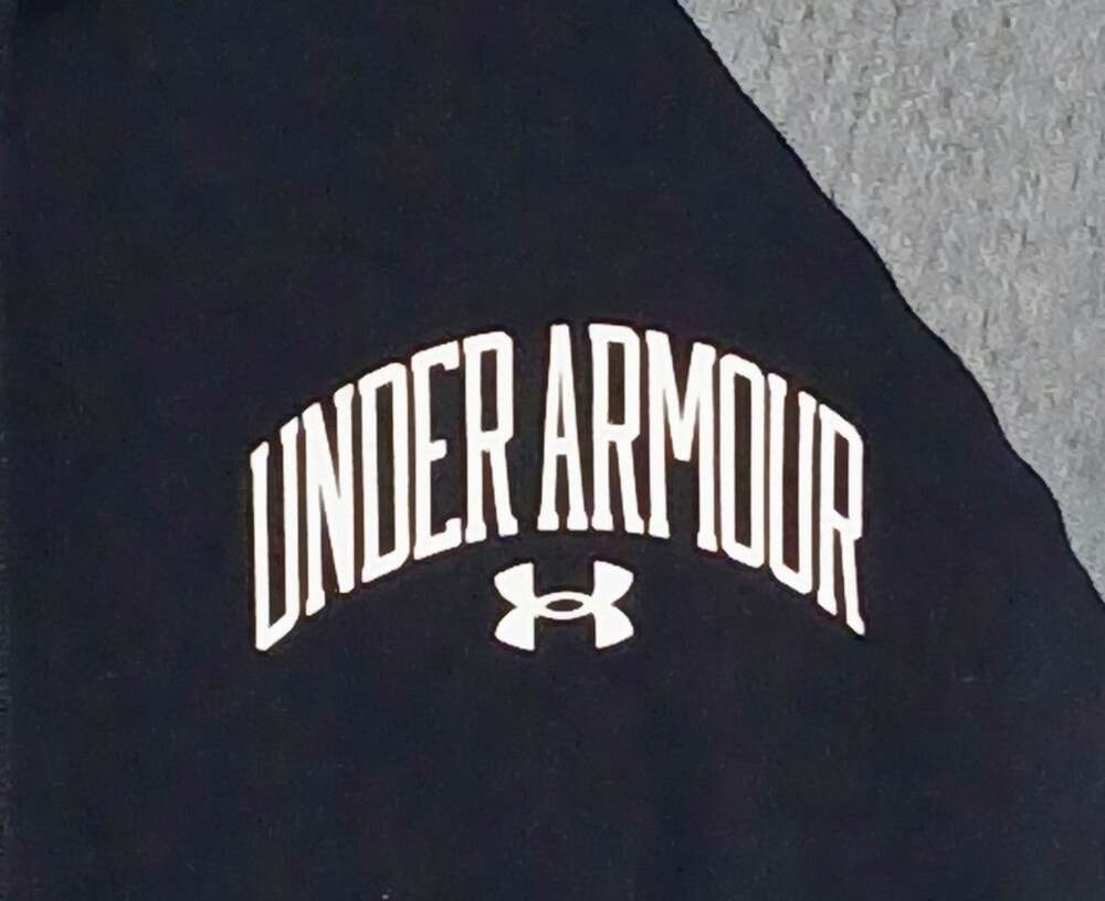 Under Armour Men L Rival Fleece Wordmark Colorblock Hoodie Black Gray